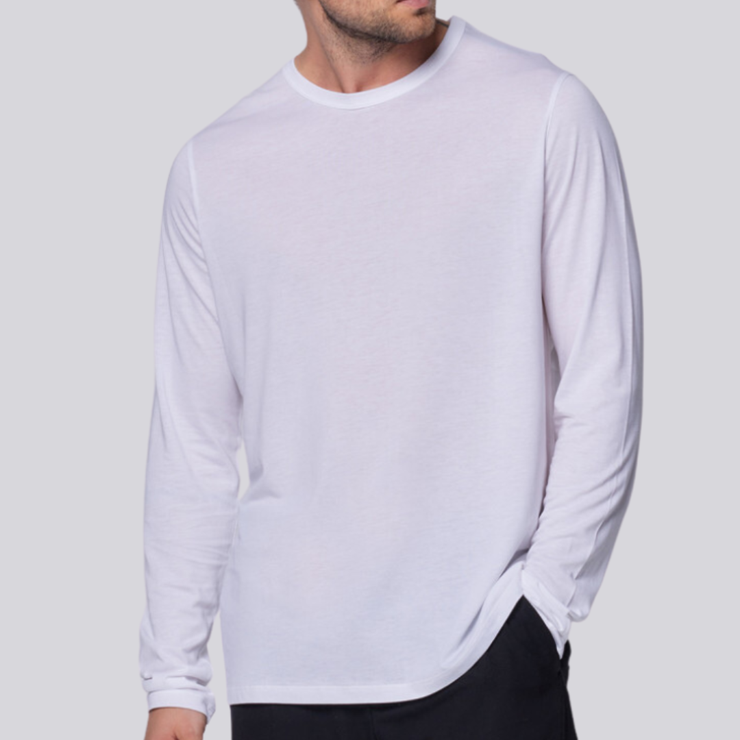 Polo blanco manga larga hombre sale