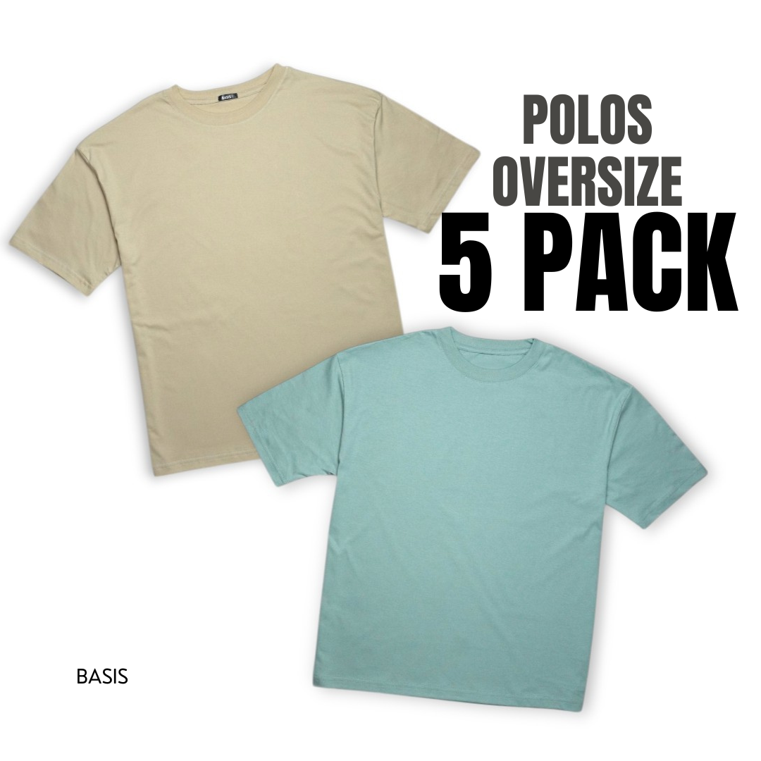 5-PACK Polos Oversize Dama